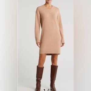 Nordstrom Rack Long Sleeve Sweater Dress Beige SO SOFT size XL